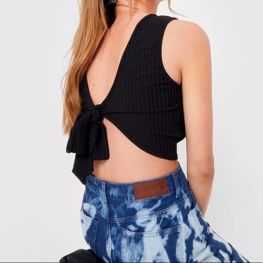 Nasty Gal black ribbed wrap tank top